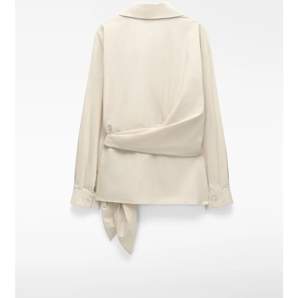 Camisa de mujer de algodón con nudo lateral - Adolfo Dominguez - FashionsVida
