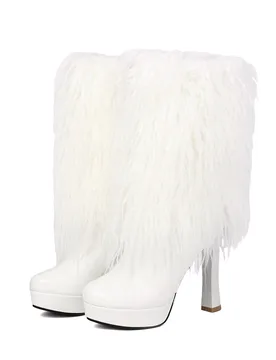 Autumn/Winter New Fur Tassel Warm Boots Sweet Wind Back Zipper Fashion High Heel Boots Party Banquet Boots Size 34-49 - Aliexpress - FashionsVida