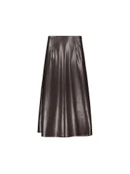 Jupe mi-longue aspect cuir marron 36
