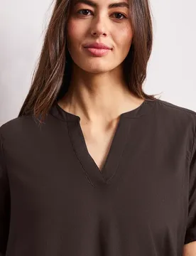 Kurzarm Bluse mit Turn-Up female Braun - Street One - FashionsVida
