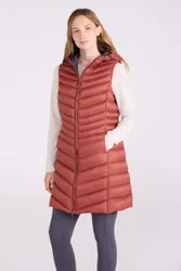 Florence Womens Long Padded Gilet - Orange - Orange - Size: 12
