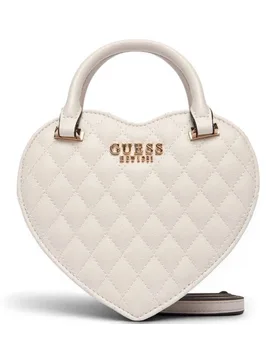 Borsa Atabey Heart Bag Donna Off White a Forma di Cuore in Materiale Sintetico con Logo 4G - Guess - FashionsVida