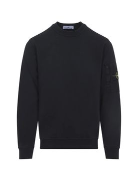 Elasticated Ribbed Crew Neck Sweatshirt with Left Sleeve Ripstop Pocket