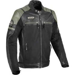 Giacca Moto Pelle e Tessuto Memphis Nero Verde taglia 60