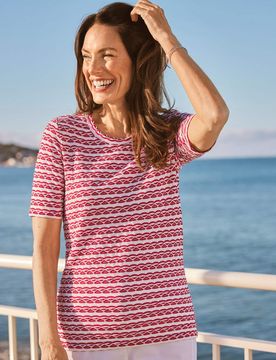 Struktur-Shirt Streifen - Pink - female - Size: 40