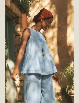 Lyocell Denim Tank Top Blue Denim female - Monsoon - FashionsVida