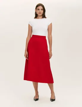 Crepe Midi A-Line Skirt Red female - Finery London - FashionsVida