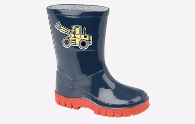 Childrens Unisex Digger Wellingtons Kids - Navy - Size Uk 9 Kids