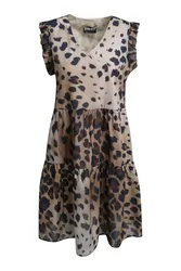 V-NECK DRESS RUFFLE SLEEVE female