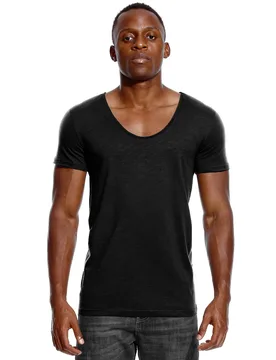 Scoop Neck T Shirt for Men Low Cut Deep V Neck Wide Vee Tee Male Tshirt Invisible Undershirt Slim Fit Short Sleeve - Aliexpress - FashionsVida