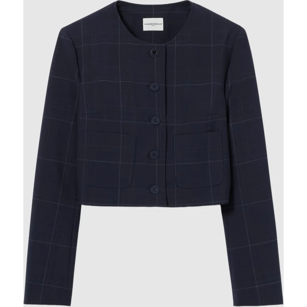 Chaqueta de punto de mujer tipo caja de cuadros - CLAUDIE PIERLOT - FashionsVida
