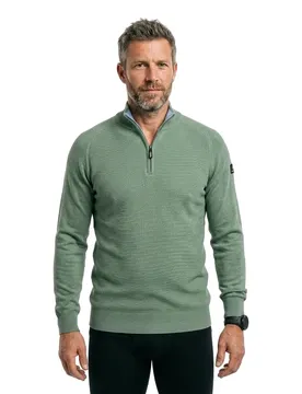 Maglione Con Mezza Zip 26bn08 Dewy Green Melange XL