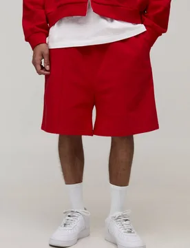 Herren 500gsm Schwere Weite Shorts Mit Tiefem Schritt Red Größe Medium - boohooMAN - FashionsVida