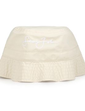 Script Logo Nylon Buckethat Beige Stück Unisex