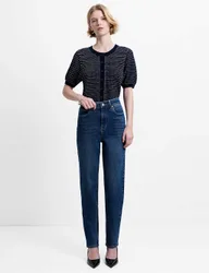 High Waisted Slim Fit Jeans Blue Denim female