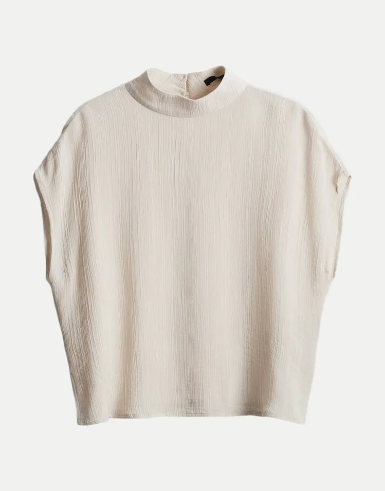 Blusentop mit Crinkle Effekt Zlisea Beige 36 - someday - FashionsVida