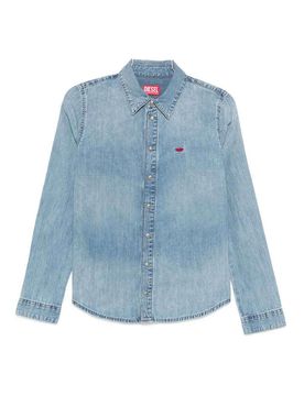 Camicia in denim di cotone azzurro