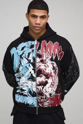 Herren Oversized Boxy 13 Grafik-Hoodie Sweatshirt Black Größe Medium