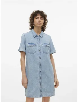 Robe à Manches Courtes Jennie Light Blue Denim L - Vero moda - FashionsVida