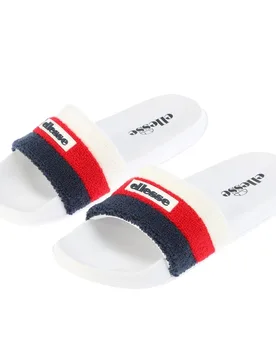Mens Triply Stripe Patterned Open Toe Slides In White/red - Size Uk 9 - Ellesse - FashionsVida