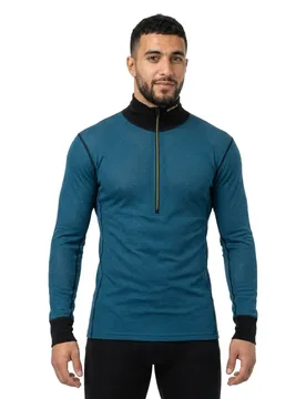 T-shirt à Manches Longues Avec Demi-zip Wool Mesh 190 Flood / Caviar XL - Devold Of Norway - FashionsVida