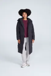 Tess Womens Long Line Down Jacket - Black - Black - Size: 16