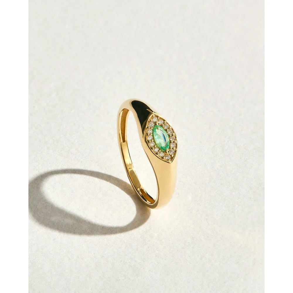 Anillo Sello de oro, diamante y esmeralda - El Corte Inglés - FashionsVida