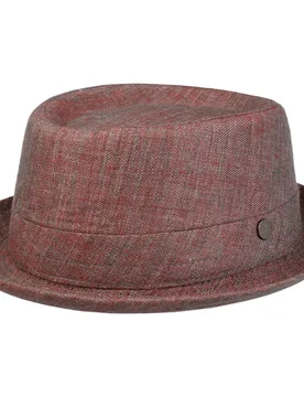 Classic Pork Pie Linen Hat by - red - Size: S (54-55 cm) - Lierys - FashionsVida