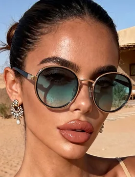Par de gafas de sol redondas de moda verdes para mujer, adecuadas para estilo callejero, viajes, deportes, conducción, atuendos de vacaciones, playa, - Shein - FashionsVida