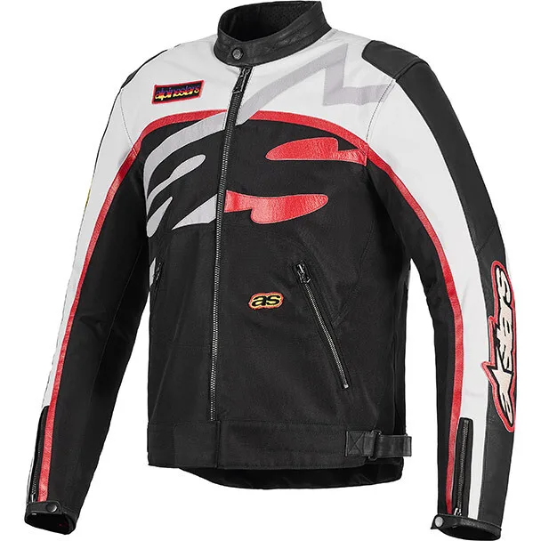 Giacca Moto AXTON JACKET Nero Bianco Rosso taglia 2XL - Alpinestars - FashionsVida