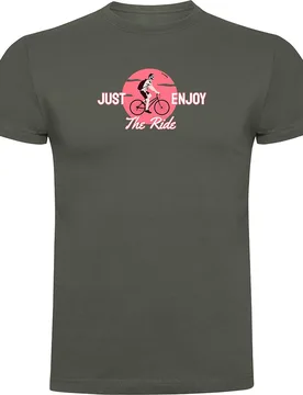 Maglietta A Maniche Corte Just Enjoy The Ride Dark Army Green - Kruskis - FashionsVida