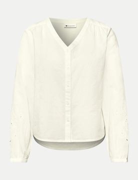 Bluse mit Stickerei Weiß 42