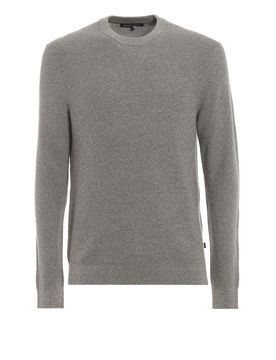 Girocollo grigio in cotone e lana mouliné
