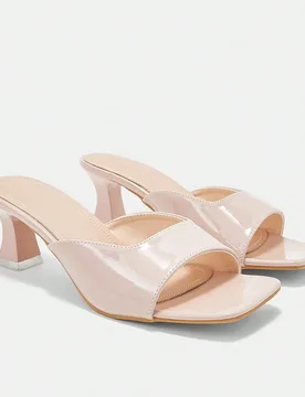Zapatos de mujer simples y de moda color albaricoque, talla grande para pies anchos, pantuflas - Shein - FashionsVida