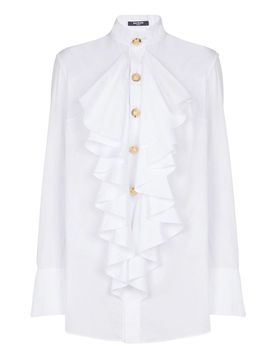 Camicia In Popeline Con Volant