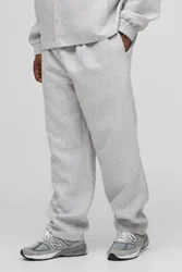 Herren Plus Gerade Bein Bouclé Hose mit elastischem Bund Light Grey Größe 2XL