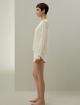 Haut Détente Jersey Silk Breeze Blanc S - Léger, Respirant & Doux - Manches Longues, Coupe Oversize