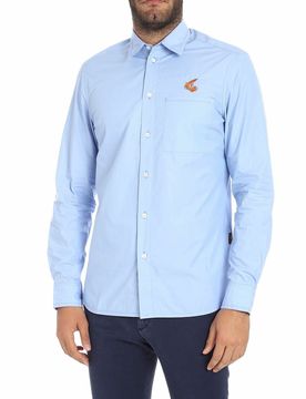 Camicia azzurra Chaos con tasca a toppa