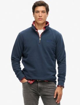 Superdry Herren Essential Logo Sweatshirt mit Halbreißverschluss Marineblau - Größe: S