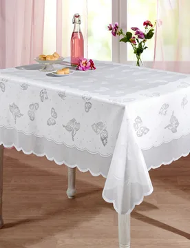 Tischdecke "Schmetterlinge" weiß 130 x 160 cm - 3Pagen - FashionsVida