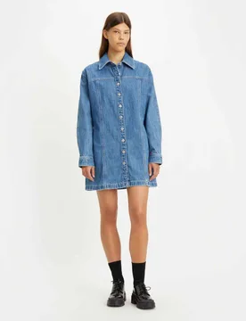 Levi'S Womens Shay Denim Dress In - Blue Cotton - Size 10 Uk - Levis - FashionsVida
