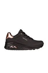 Women's Uno Duraleather Metallic Heel Trainers Black Size: 8 - Black - Size: 8