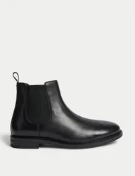 Wide Fit Leather Chelsea Boots Black male