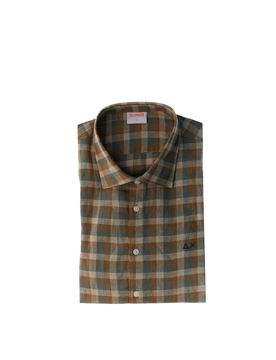 SUN68 Camicia in lino MARRONE S