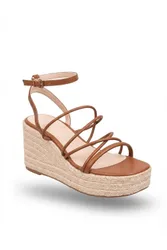 Olivia Strappy Espadrille Wedge Sandals - Tan - Size: 6