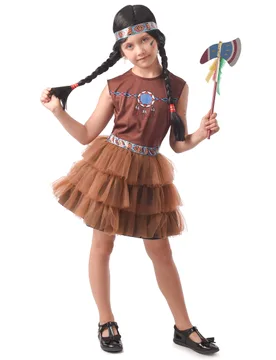 Indianerin-Kostüm für Mädchen mit Tutu Faschingskostüm braun - female - KARNEVAL-MEGASTORE - FashionsVida