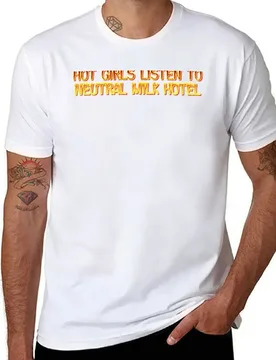 HOT GIRLS LISTEN TO NEUTRAL MILK HOTEL 2000s Word Art T-Shirt cotton tshirt 100% t shirts for man pack white T-Shirt - Aliexpress - FashionsVida