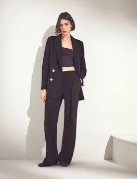 Pantalón ancho de mujer en crepe - Woman El Corte Inglés - FashionsVida