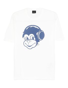 T-shirt in cotone con cuffie scimmia