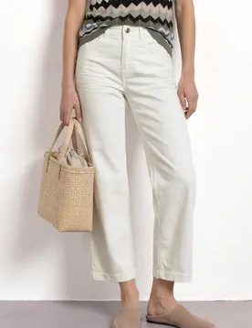 High Waist Wide Leg Jeans im Loose Fit female Weiß